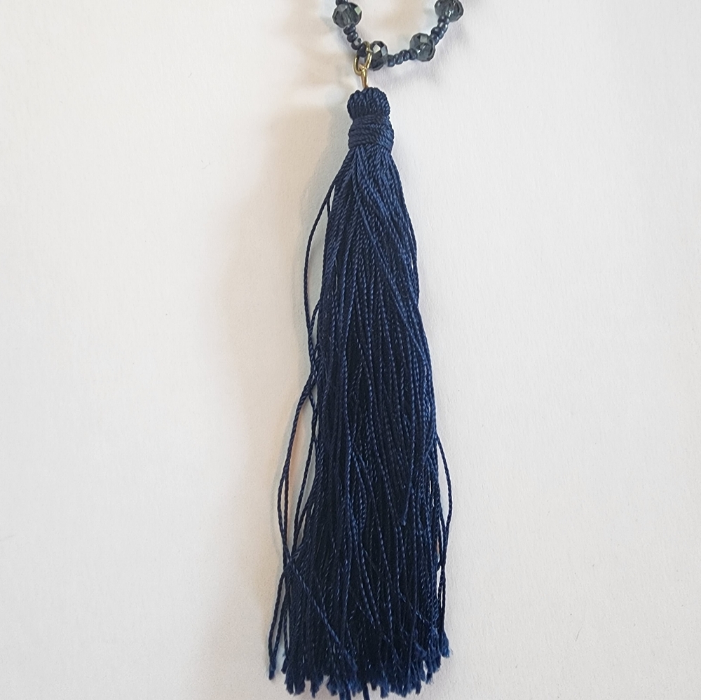 #14 Tassel Statement Necklace | Blue Tassel and Blue Beads
